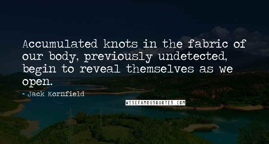 Jack Kornfield Quotes: Accumulated knots in the fabric of our body, previously undetected, begin to reveal themselves as we open.