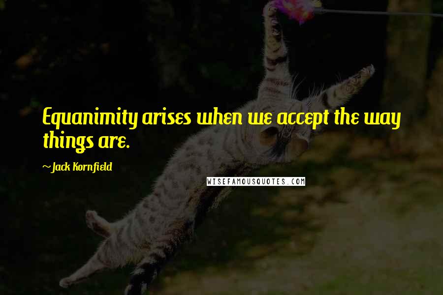 Jack Kornfield Quotes: Equanimity arises when we accept the way things are.