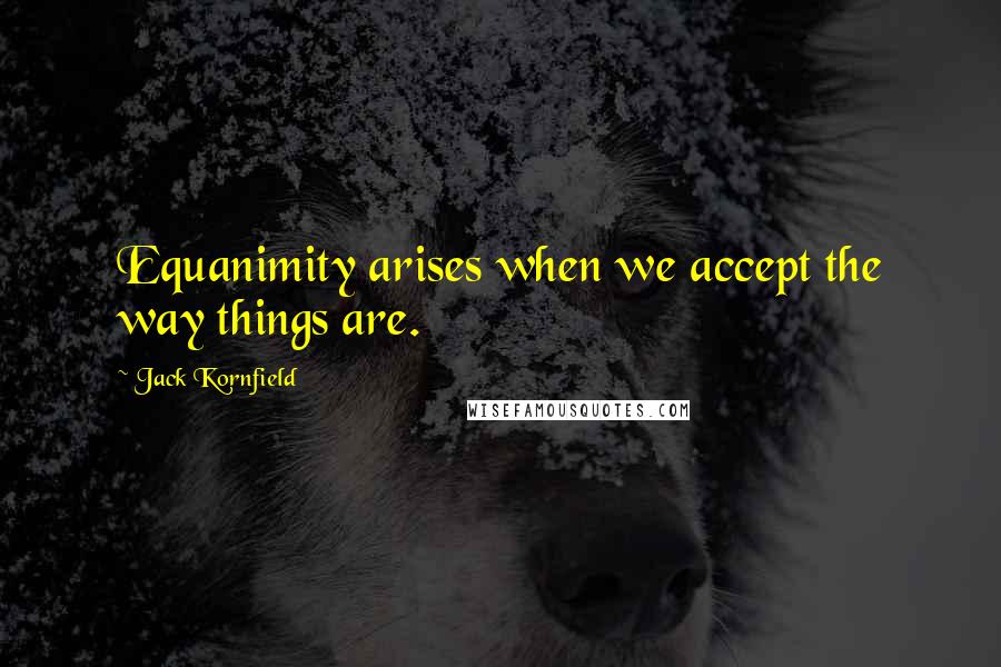 Jack Kornfield Quotes: Equanimity arises when we accept the way things are.