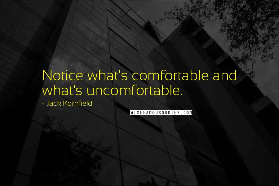 Jack Kornfield Quotes: Notice what's comfortable and what's uncomfortable.