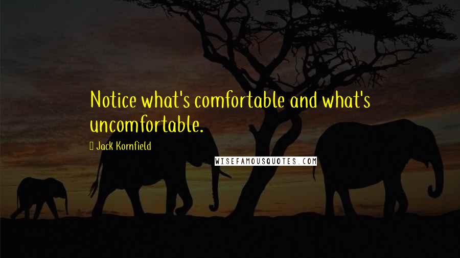 Jack Kornfield Quotes: Notice what's comfortable and what's uncomfortable.