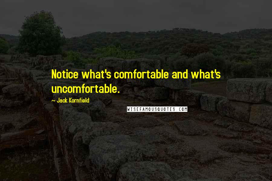 Jack Kornfield Quotes: Notice what's comfortable and what's uncomfortable.