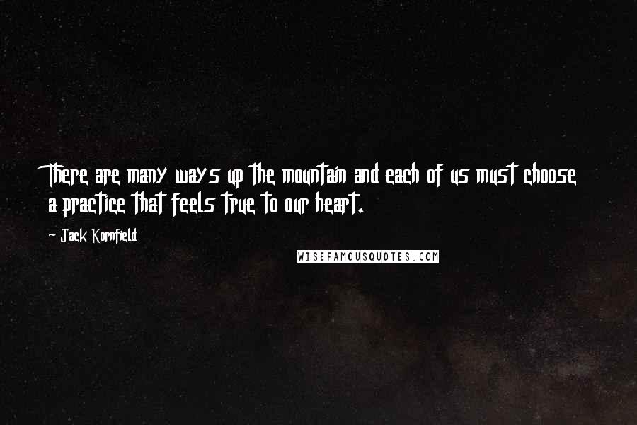 Jack Kornfield Quotes: There are many ways up the mountain and each of us must choose a practice that feels true to our heart.