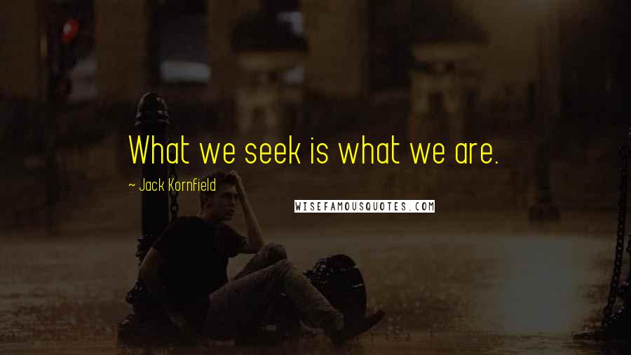 Jack Kornfield Quotes: What we seek is what we are.