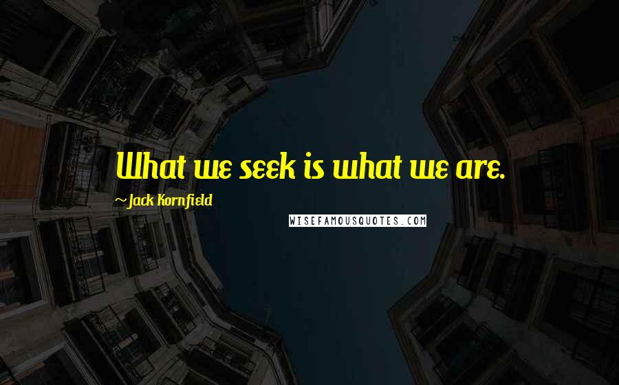 Jack Kornfield Quotes: What we seek is what we are.