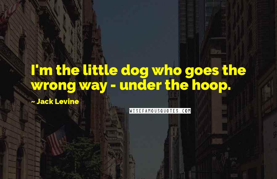 Jack Levine Quotes: I'm the little dog who goes the wrong way - under the hoop.