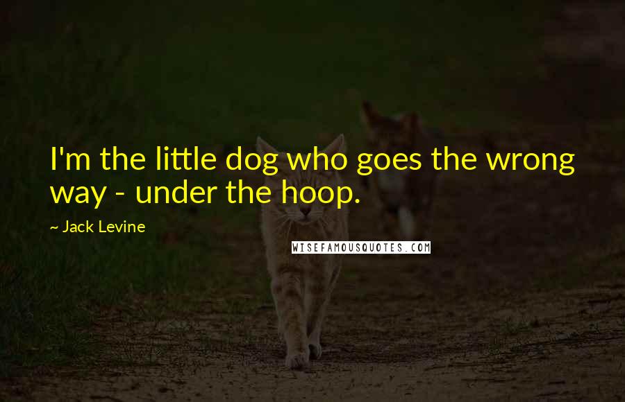 Jack Levine Quotes: I'm the little dog who goes the wrong way - under the hoop.