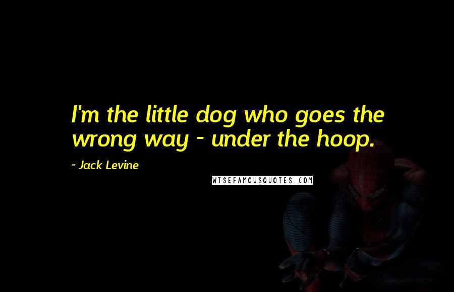 Jack Levine Quotes: I'm the little dog who goes the wrong way - under the hoop.