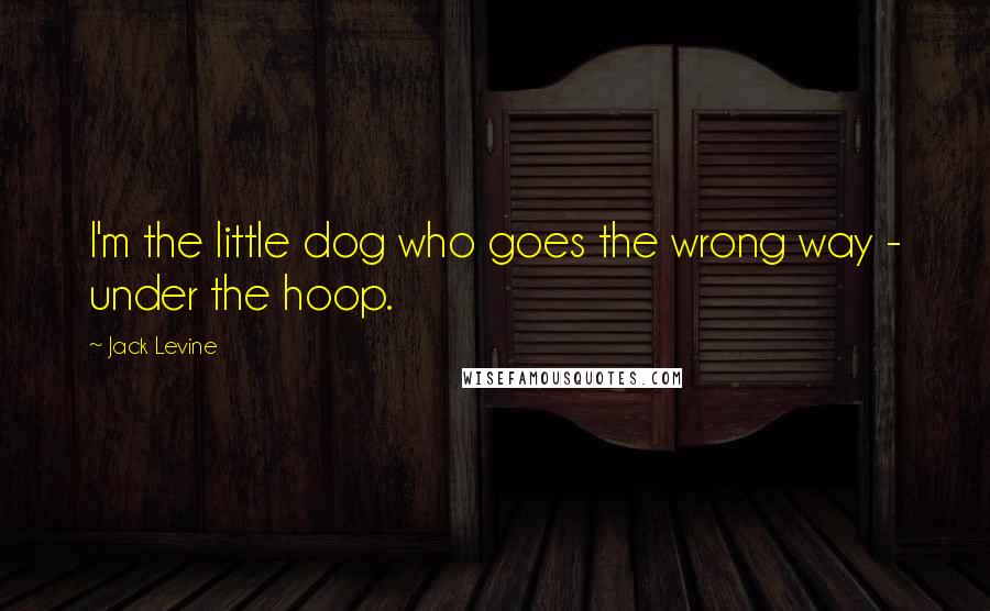 Jack Levine Quotes: I'm the little dog who goes the wrong way - under the hoop.