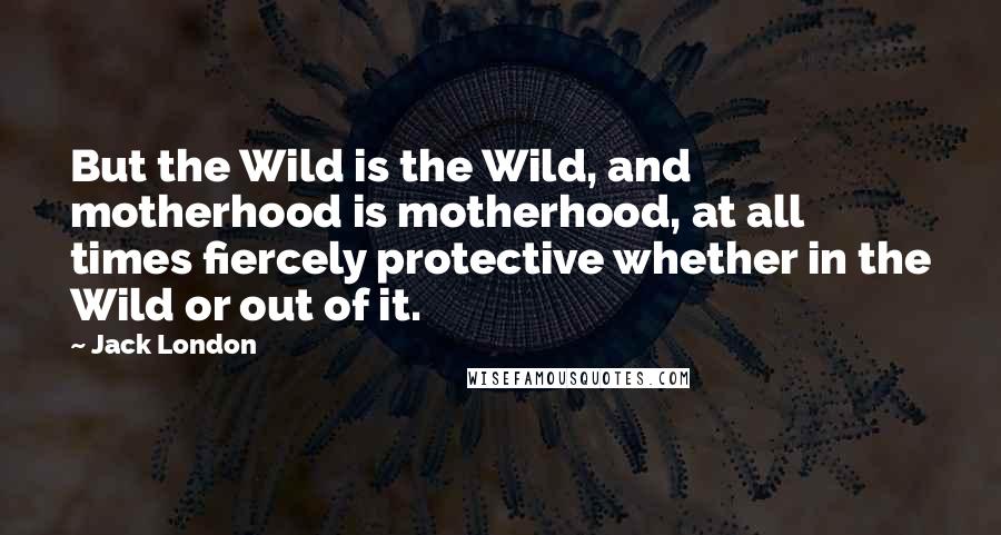 Jack London Quotes: But the Wild is the Wild, and motherhood is motherhood, at all times fiercely protective whether in the Wild or out of it.