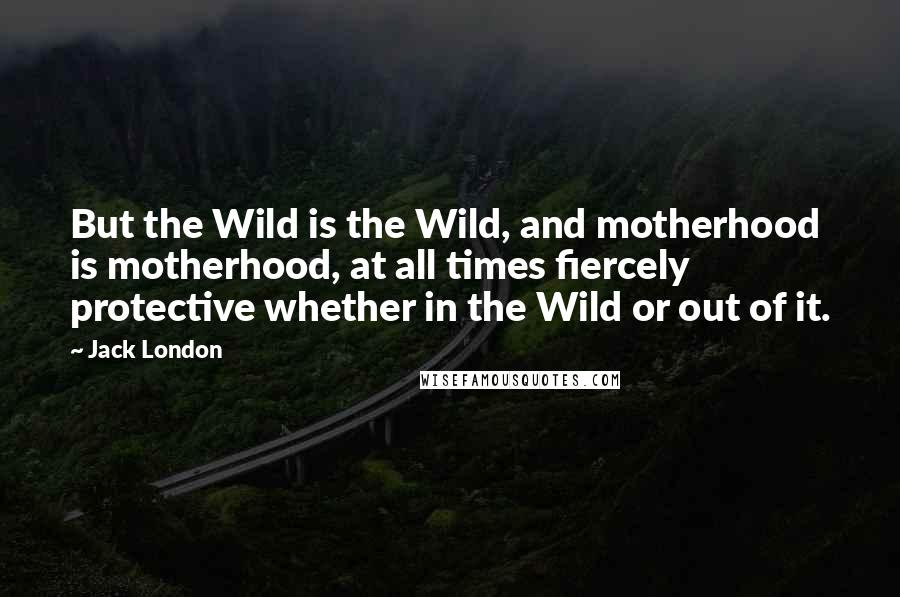 Jack London Quotes: But the Wild is the Wild, and motherhood is motherhood, at all times fiercely protective whether in the Wild or out of it.