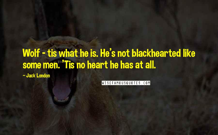 Jack London Quotes: Wolf - tis what he is. He's not blackhearted like some men. 'Tis no heart he has at all.