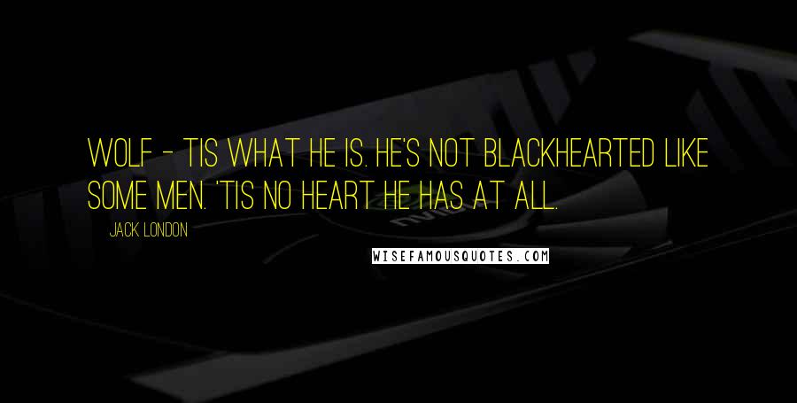 Jack London Quotes: Wolf - tis what he is. He's not blackhearted like some men. 'Tis no heart he has at all.