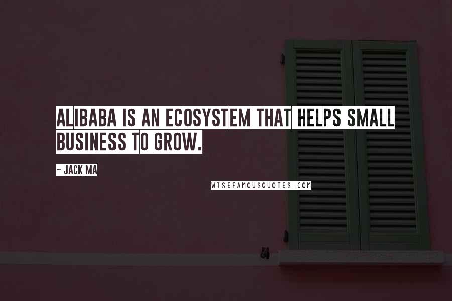 Jack Ma Quotes: Alibaba is an ecosystem that helps small business to grow.