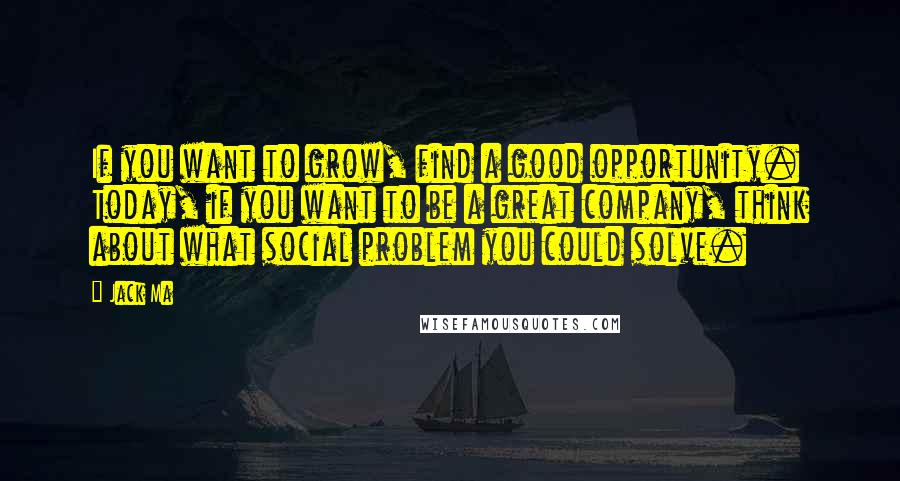 Jack Ma Quotes: If you want to grow, find a good opportunity. Today, if you want to be a great company, think about what social problem you could solve.