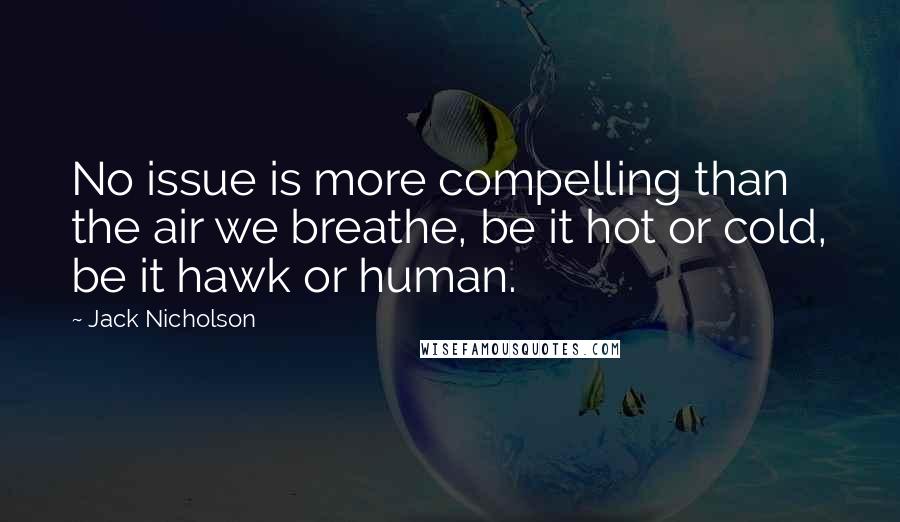 Jack Nicholson Quotes: No issue is more compelling than the air we breathe, be it hot or cold, be it hawk or human.