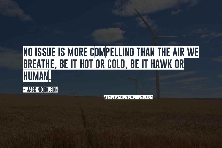 Jack Nicholson Quotes: No issue is more compelling than the air we breathe, be it hot or cold, be it hawk or human.