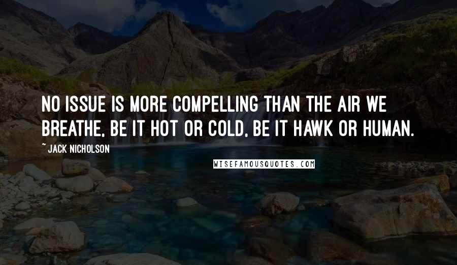 Jack Nicholson Quotes: No issue is more compelling than the air we breathe, be it hot or cold, be it hawk or human.