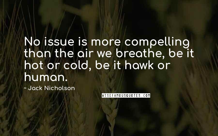 Jack Nicholson Quotes: No issue is more compelling than the air we breathe, be it hot or cold, be it hawk or human.