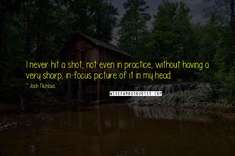 Jack Nicklaus Quotes: I never hit a shot, not even in practice, without having a very sharp, in-focus picture of it in my head.