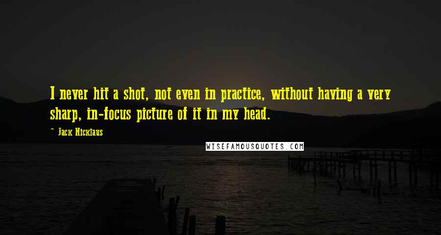 Jack Nicklaus Quotes: I never hit a shot, not even in practice, without having a very sharp, in-focus picture of it in my head.