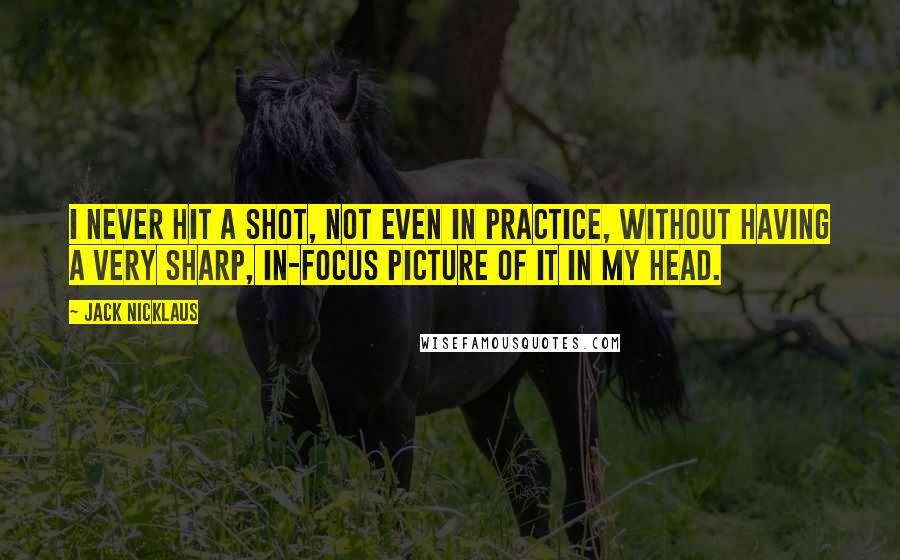 Jack Nicklaus Quotes: I never hit a shot, not even in practice, without having a very sharp, in-focus picture of it in my head.