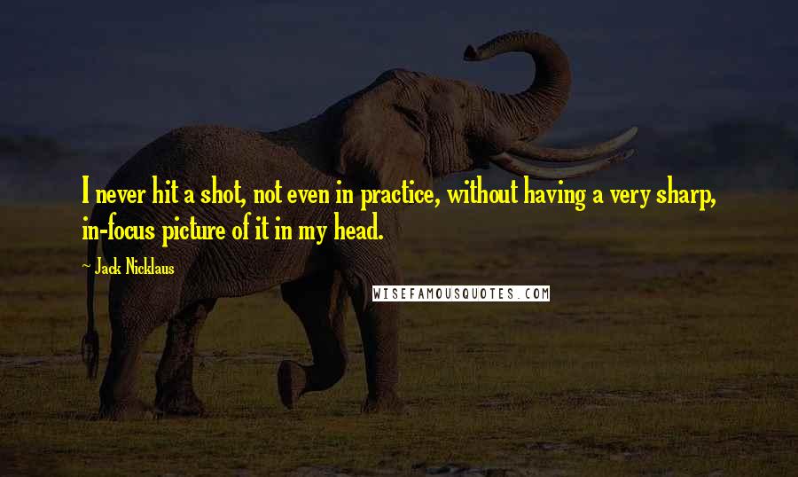 Jack Nicklaus Quotes: I never hit a shot, not even in practice, without having a very sharp, in-focus picture of it in my head.