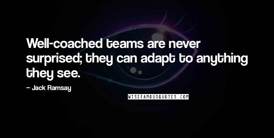 Jack Ramsay Quotes: Well-coached teams are never surprised; they can adapt to anything they see.