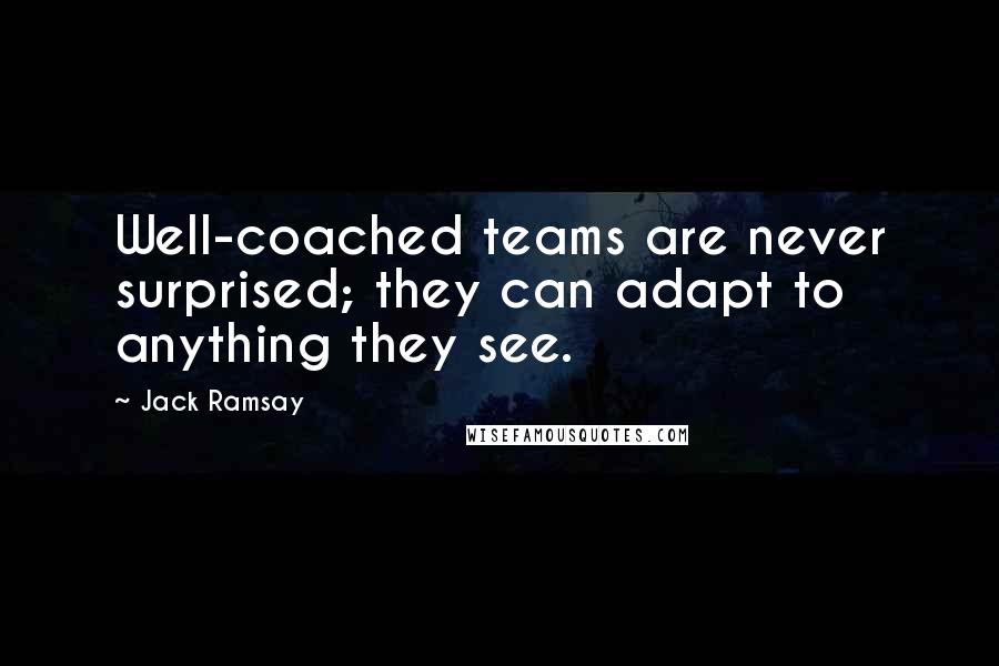 Jack Ramsay Quotes: Well-coached teams are never surprised; they can adapt to anything they see.