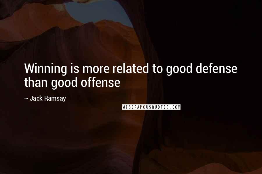 Jack Ramsay Quotes: Winning is more related to good defense than good offense