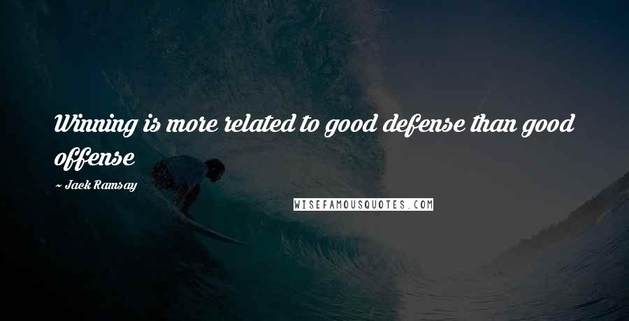 Jack Ramsay Quotes: Winning is more related to good defense than good offense
