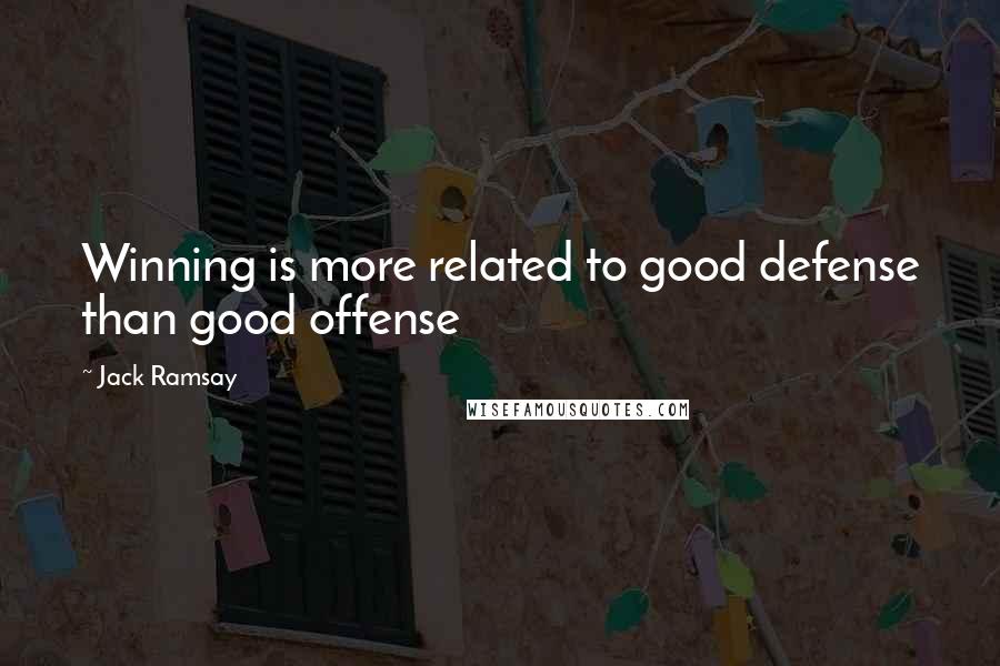 Jack Ramsay Quotes: Winning is more related to good defense than good offense