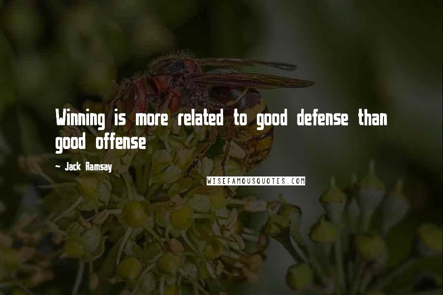 Jack Ramsay Quotes: Winning is more related to good defense than good offense