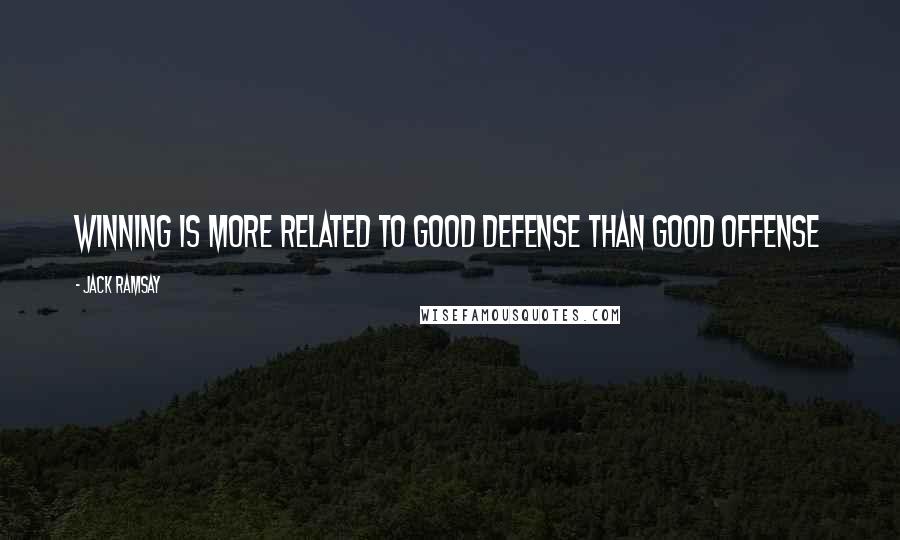 Jack Ramsay Quotes: Winning is more related to good defense than good offense
