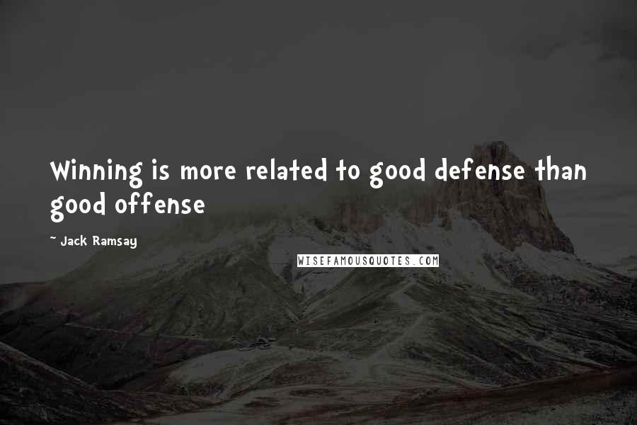 Jack Ramsay Quotes: Winning is more related to good defense than good offense