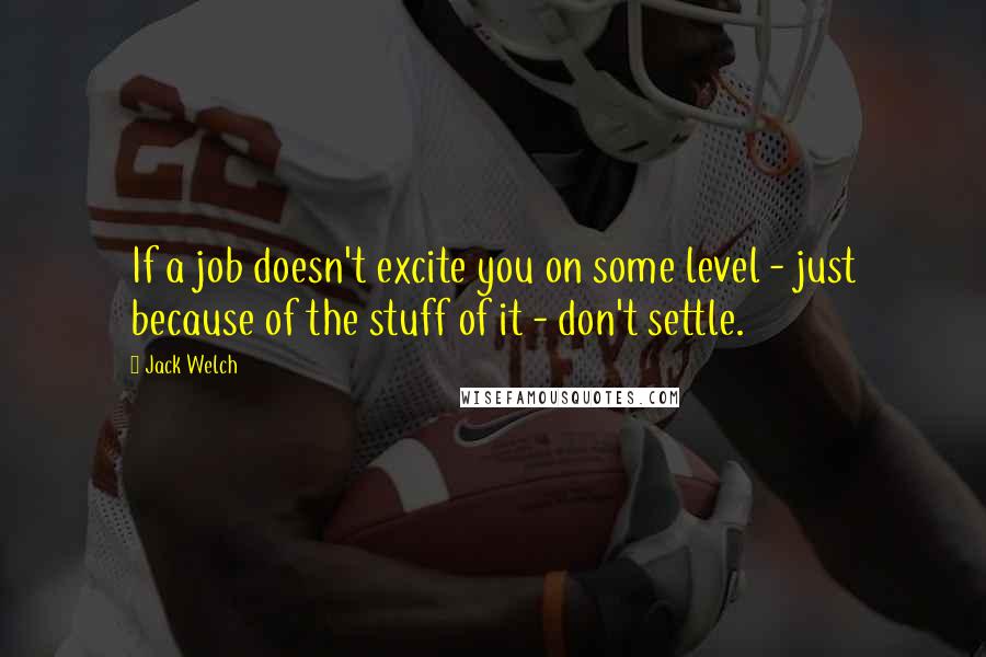 Jack Welch Quotes: If a job doesn't excite you on some level - just because of the stuff of it - don't settle.