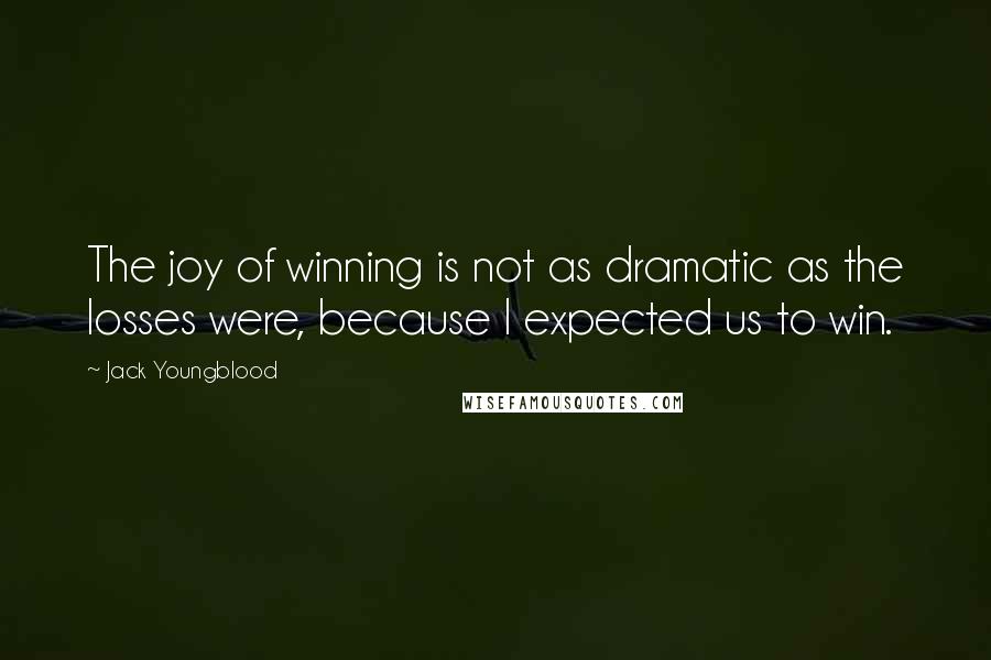 Jack Youngblood Quotes: The joy of winning is not as dramatic as the losses were, because I expected us to win.