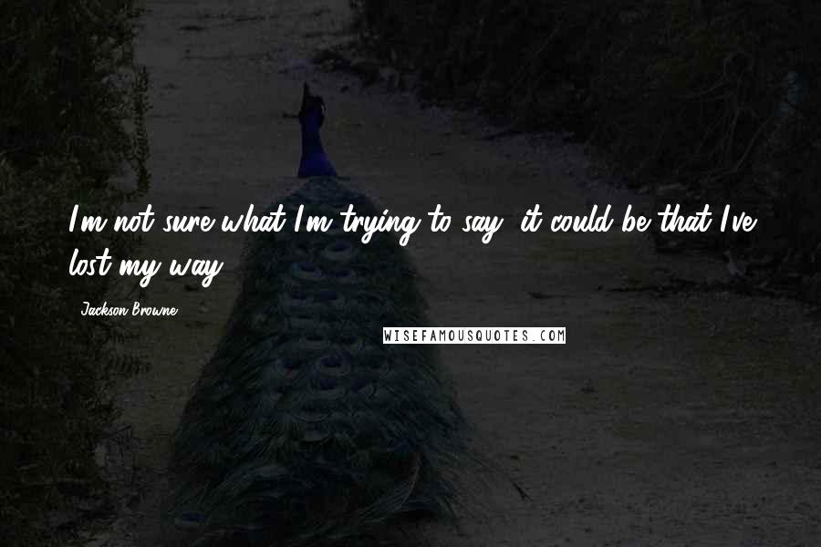 Jackson Browne Quotes: I'm not sure what I'm trying to say, it could be that I've lost my way.