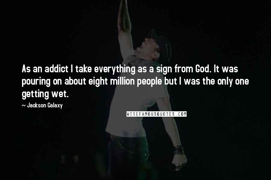 Jackson Galaxy Quotes: As an addict I take everything as a sign from God. It was pouring on about eight million people but I was the only one getting wet.