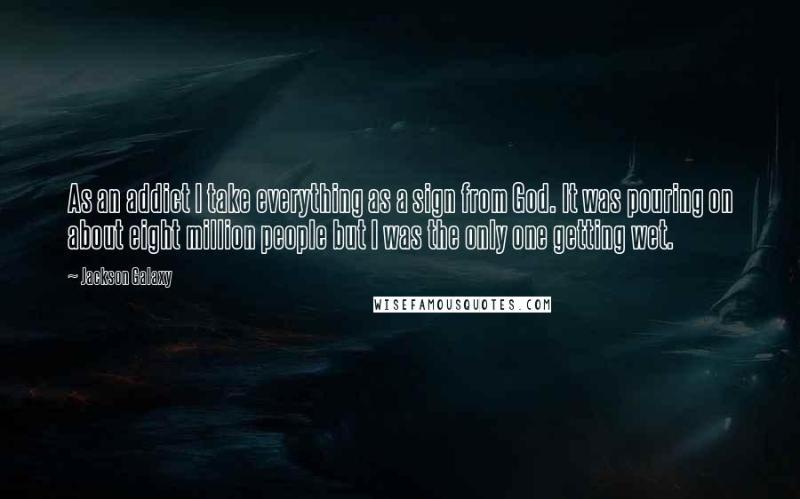 Jackson Galaxy Quotes: As an addict I take everything as a sign from God. It was pouring on about eight million people but I was the only one getting wet.