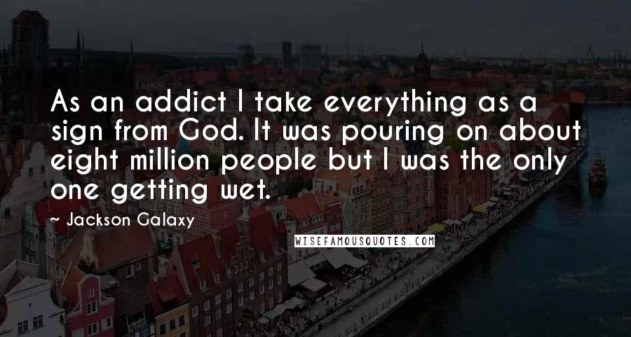 Jackson Galaxy Quotes: As an addict I take everything as a sign from God. It was pouring on about eight million people but I was the only one getting wet.