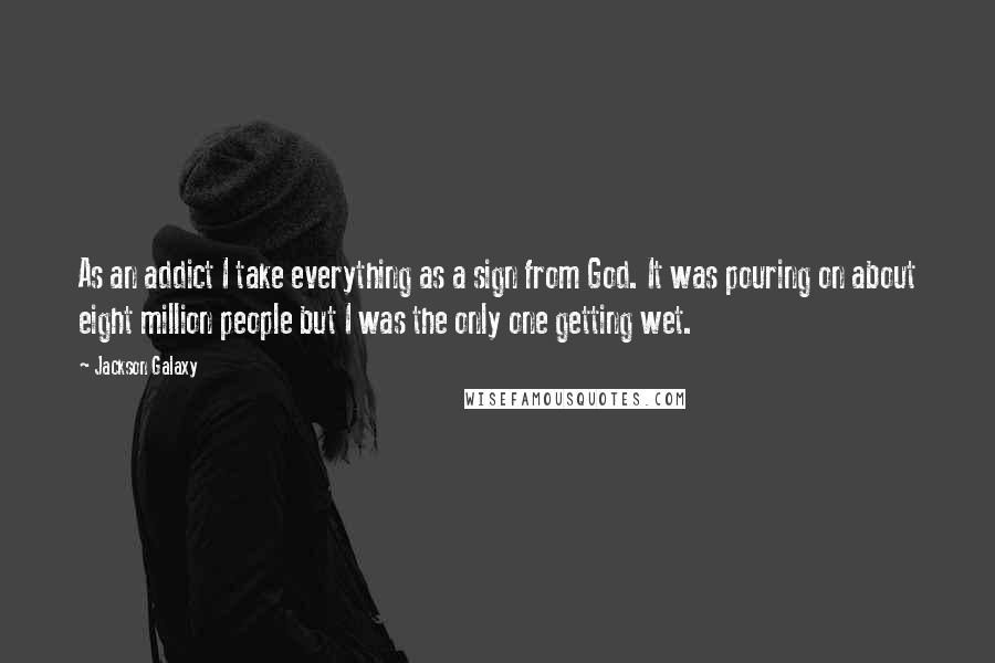 Jackson Galaxy Quotes: As an addict I take everything as a sign from God. It was pouring on about eight million people but I was the only one getting wet.