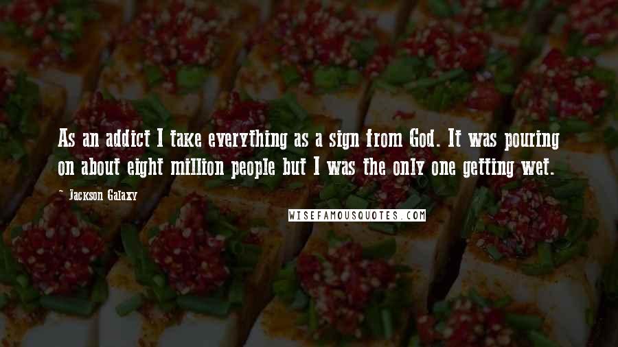 Jackson Galaxy Quotes: As an addict I take everything as a sign from God. It was pouring on about eight million people but I was the only one getting wet.