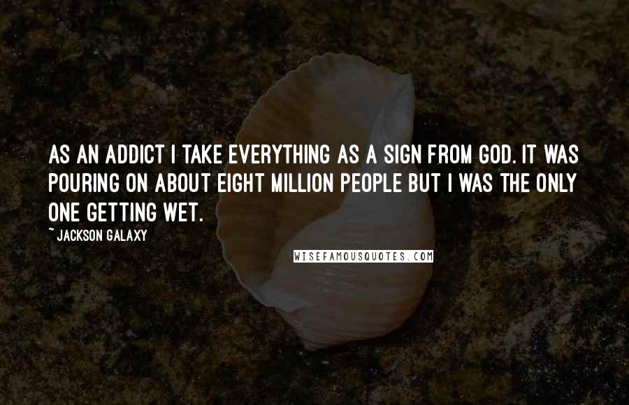 Jackson Galaxy Quotes: As an addict I take everything as a sign from God. It was pouring on about eight million people but I was the only one getting wet.
