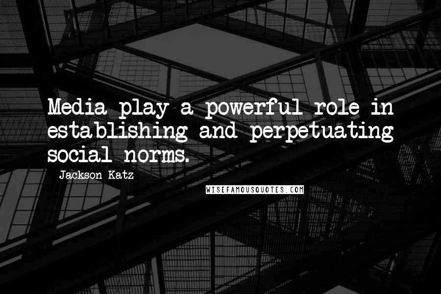 Jackson Katz Quotes: Media play a powerful role in establishing and perpetuating social norms.