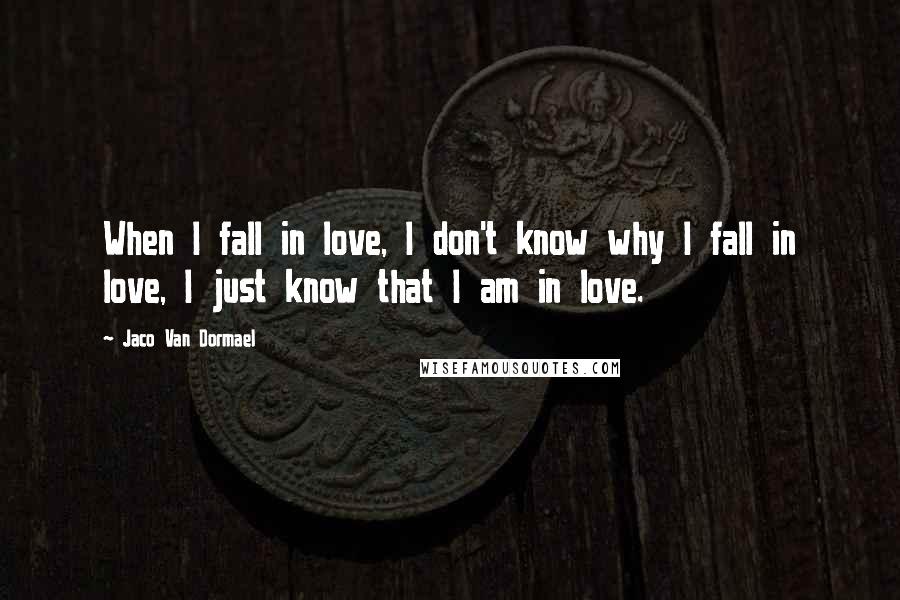 Jaco Van Dormael Quotes: When I fall in love, I don't know why I fall in love, I just know that I am in love.