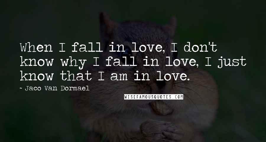 Jaco Van Dormael Quotes: When I fall in love, I don't know why I fall in love, I just know that I am in love.