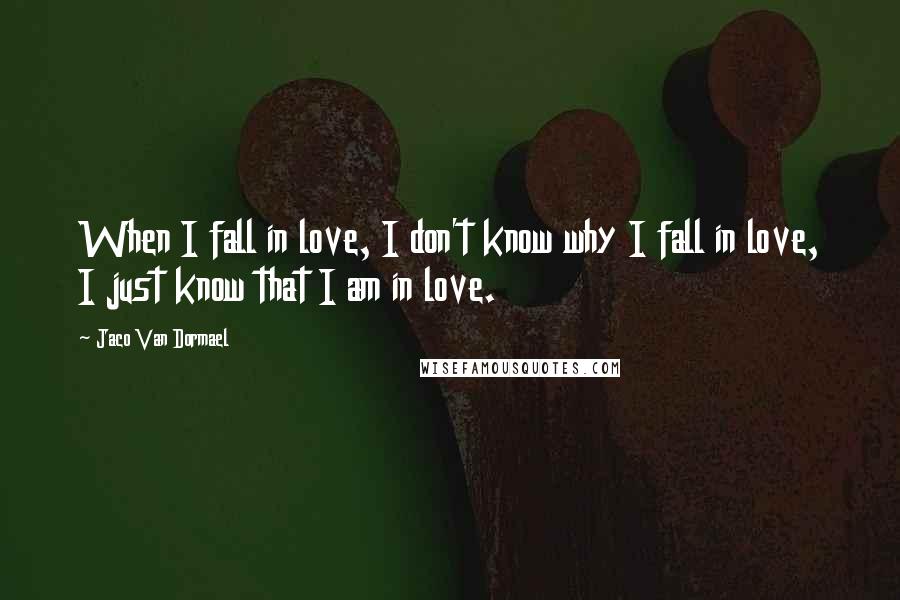 Jaco Van Dormael Quotes: When I fall in love, I don't know why I fall in love, I just know that I am in love.