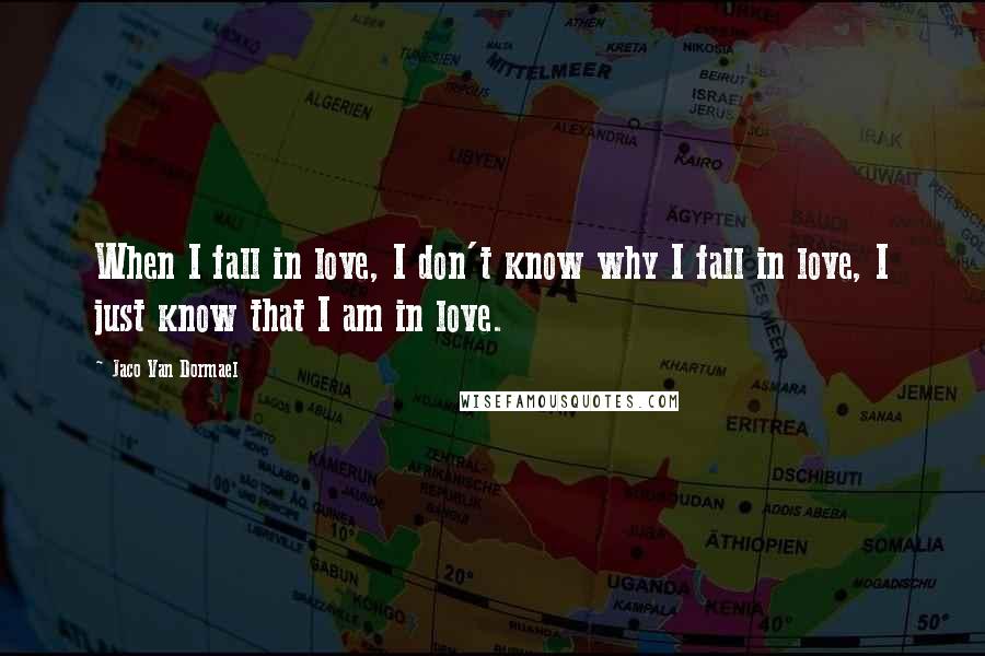 Jaco Van Dormael Quotes: When I fall in love, I don't know why I fall in love, I just know that I am in love.