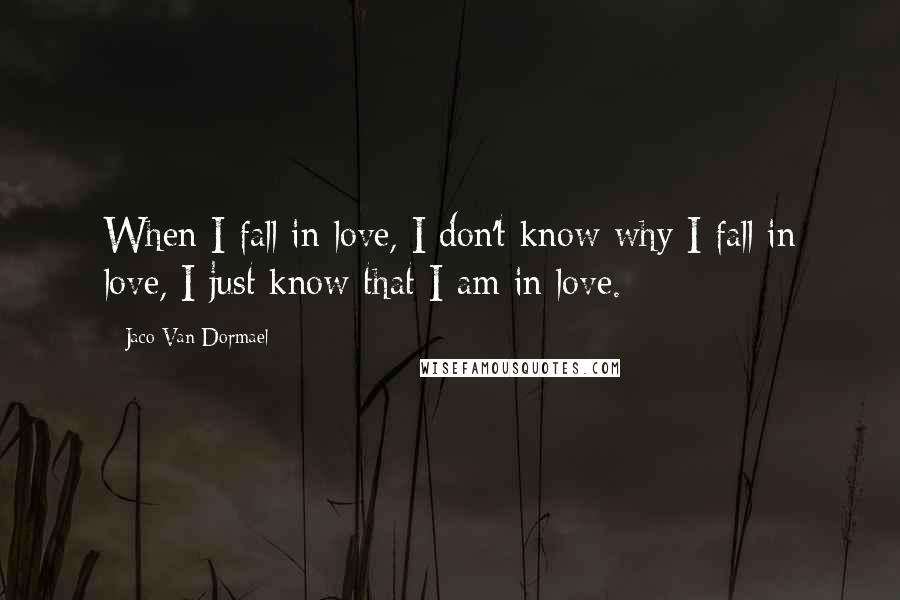 Jaco Van Dormael Quotes: When I fall in love, I don't know why I fall in love, I just know that I am in love.